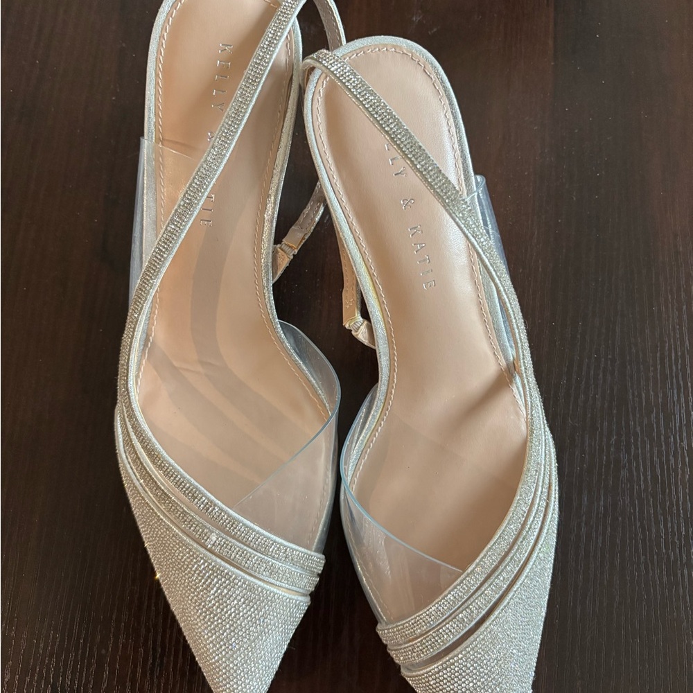 Source Unknown Shimmering Silver Slingback Heels - image 2